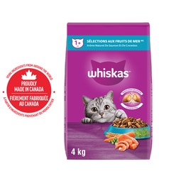 Nourriture sèche pour chats adultes WHISKAS(MD) SÉLECTIONS AUX FRUITS DE MER(MC) arôme naturel de saumon et de crevettes image