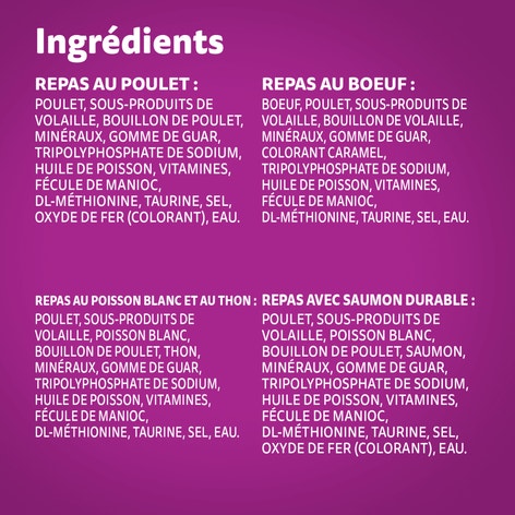 WHISKAS(MD) PERFECT PORTIONS(MD) pâté – repas au poulet, repas au bœuf, repas au poisson blanc et au thon et repas avec saumon durable image 1
