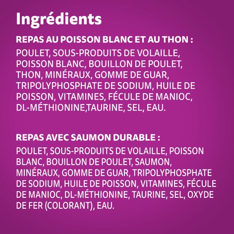 WHISKAS(MD) PERFECT PORTIONS(MD) Sélections aux fruits de mer pâté en format variété – repas au poisson blanc et au thon et repas avec saumon durable image 1