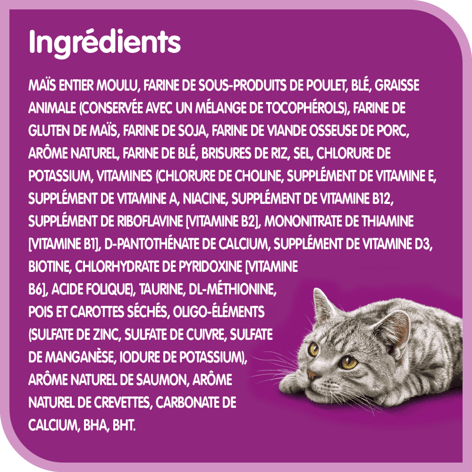 Nourriture sèche pour chats adultes WHISKAS(MD) SÉLECTIONS AUX FRUITS DE MER(MC) arôme naturel de saumon et de crevettes image 1