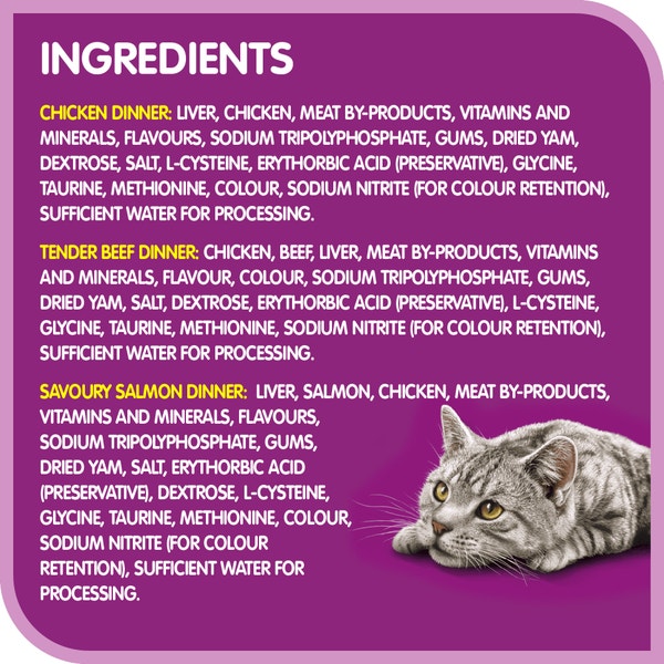 WHISKAS® PATÉ Tender Beef, Chicken and Savoury Salmon Dinner Variety Mega Pack image 4