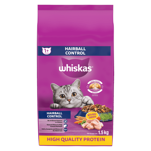 WHISKAS® HAIRBALL CONTROL with Real Chicken, 1.5kg image 1