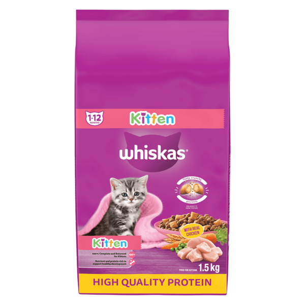 WHISKAS® Kitten Dry Food with Real Chicken, 1.5kg image 1