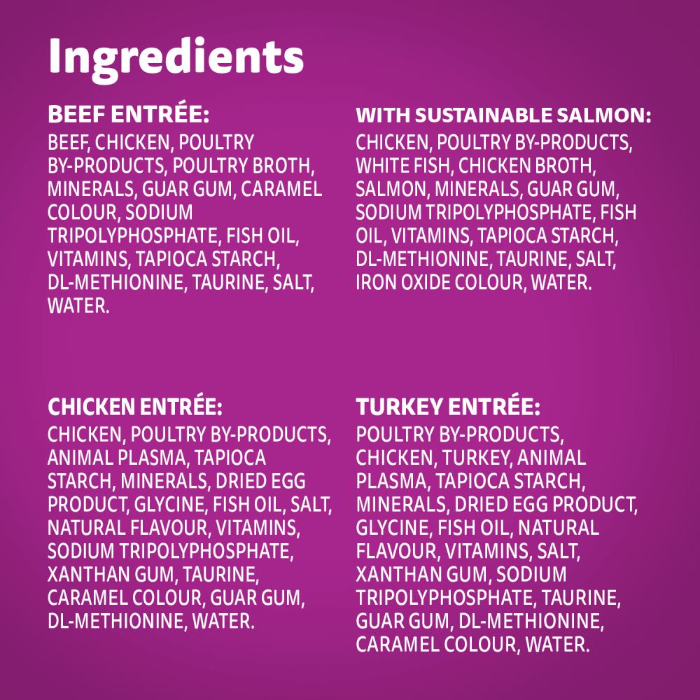 WHISKAS PERFECT PORTIONS Adult Wet Cat Food Paté Beef Entrée, with Sustainable Salmon, Cuts in Gravy Chicken Entrée, Turkey Entrée (48) 75g Tray, 1.8kg image 4