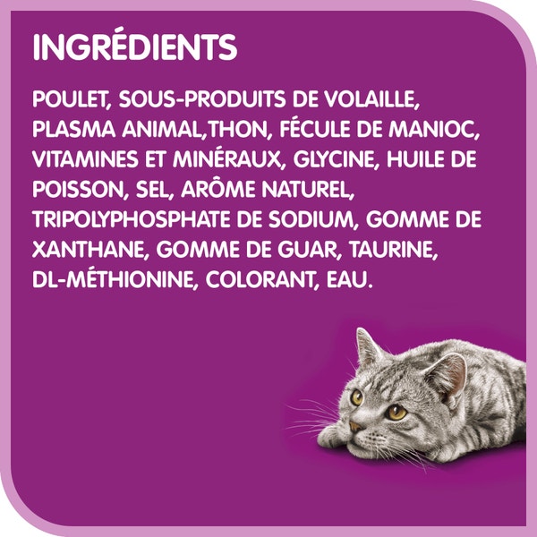 Nourriture humide pour chats adultes WHISKAS PERFECT PORTIONS coupes en sauce – repas avec thon durable image 4