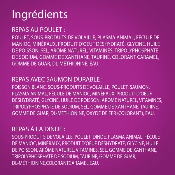 WHISKAS(MD) PERFECT PORTIONS(MD) coupes en sauce – repas au poulet, repas avec saumon durable et repas à la dinde image 4