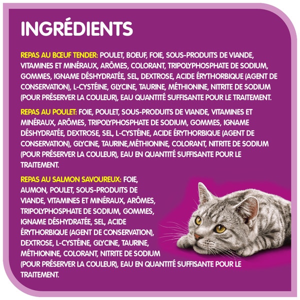 Format méga WHISKAS(MD) pâté – repas au bœuf tendre, repas au poulet et repas au saumon savoureux image 4