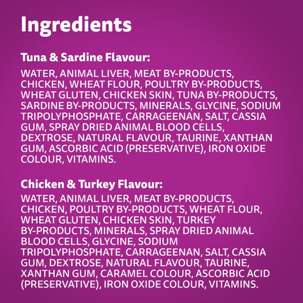 WHISKAS FAVOURITES Morsels in Gelled Gravy Tuna & Sardine Flavour and Chicken & Turkey Flavour Variety Pack image 4