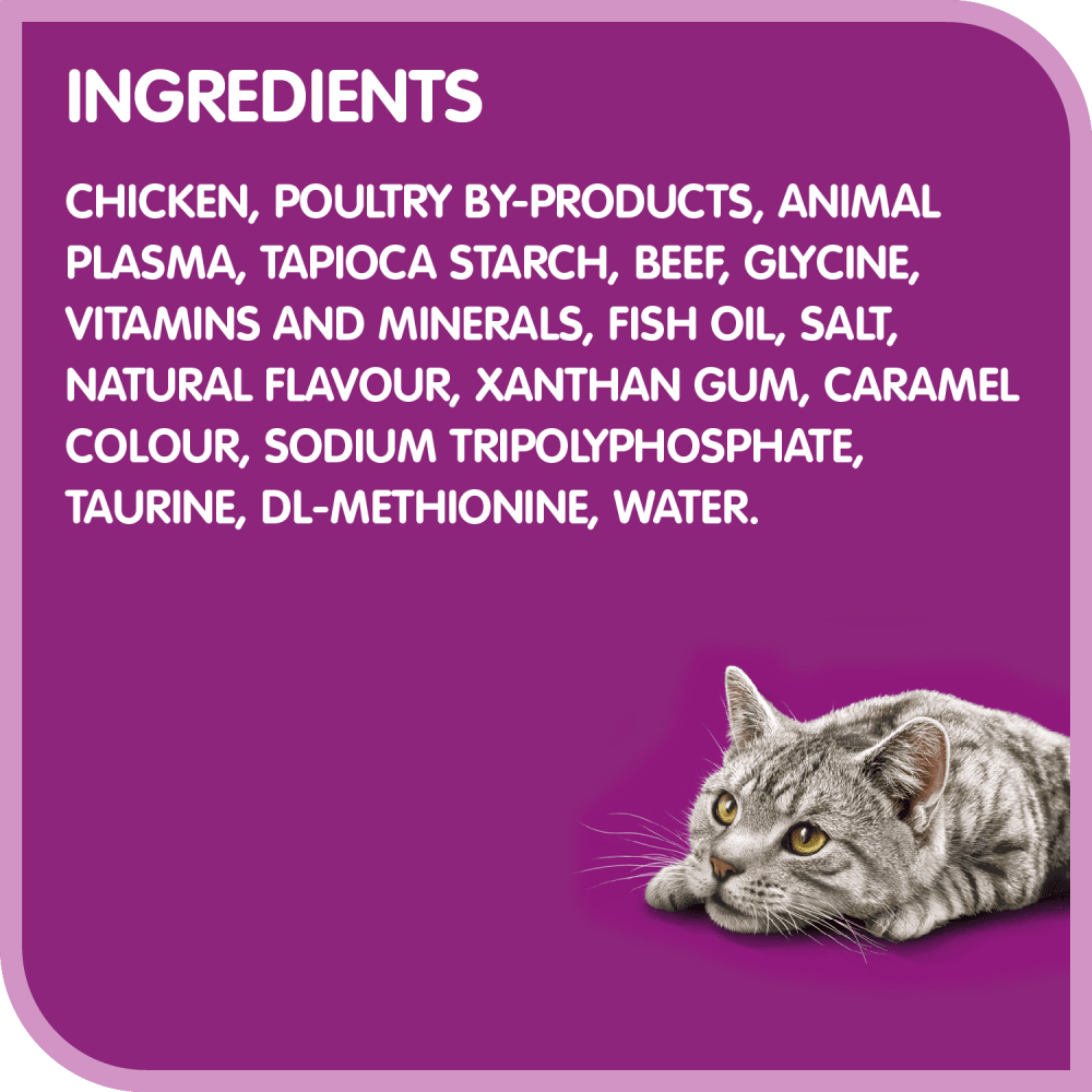 WHISKAS® PERFECT PORTIONS® Cuts in Gravy Chicken & Beef Entrée ingredients image