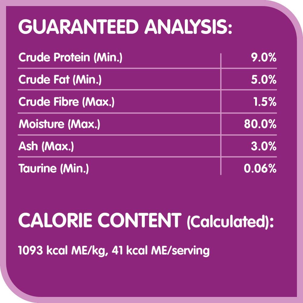 WHISKAS PERFECT PORTIONS Chicken Tuna Paté Entrée 75g guaranteed analysis image