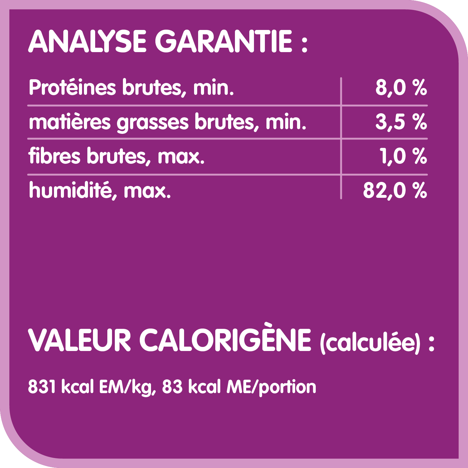 Repas au poulet WHISKAS(MD) pâté guaranteed analysis image