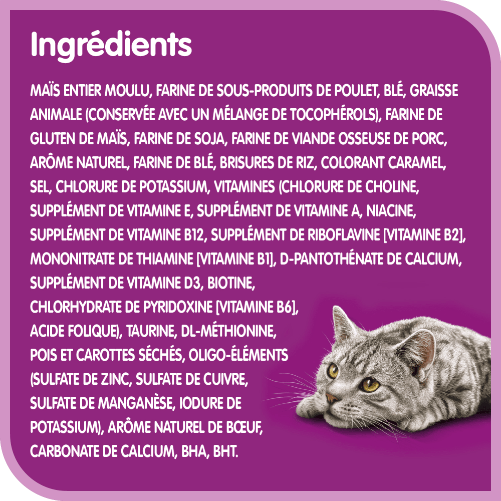 Nourriture sèche pour chats adultes WHISKASᴹᴰ SÉLECTIONS DE BŒUFᴹᴰ arôme naturel de bœuf, 2kg ingredients image