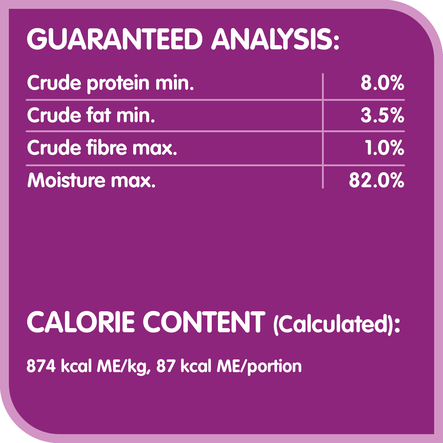 WHISKAS® Paté Savoury Salmon Dinner guaranteed analysis image