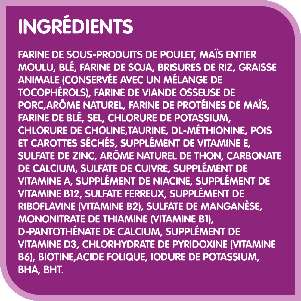 Nourriture sèche pour chats adultes WHISKAS(MD) SÉLECTIONS DE THON(MC) arôme naturel de thon ingredients image