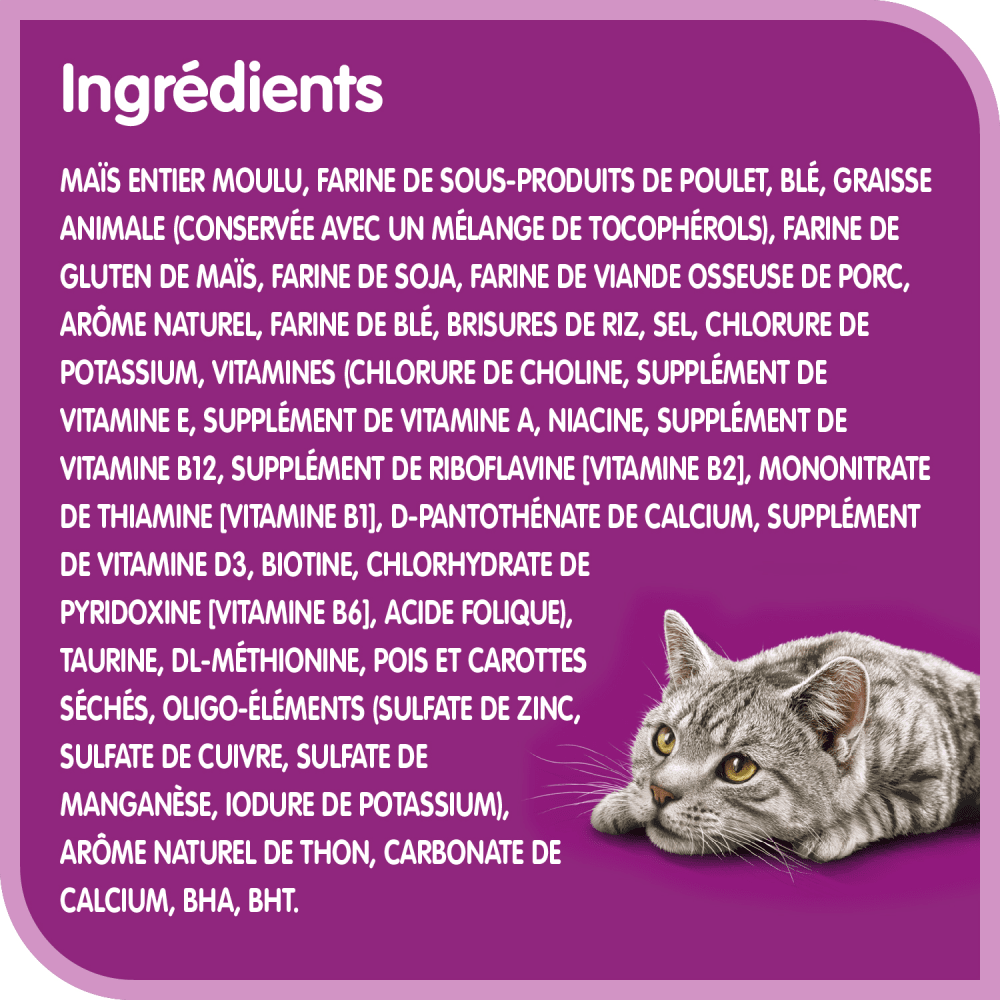 Nourriture sèche pour chats adultes WHISKASᴹᴰ SÉLECTIONS DE THONᴹᴰ arôme naturel de thon, 4kg ingredients image