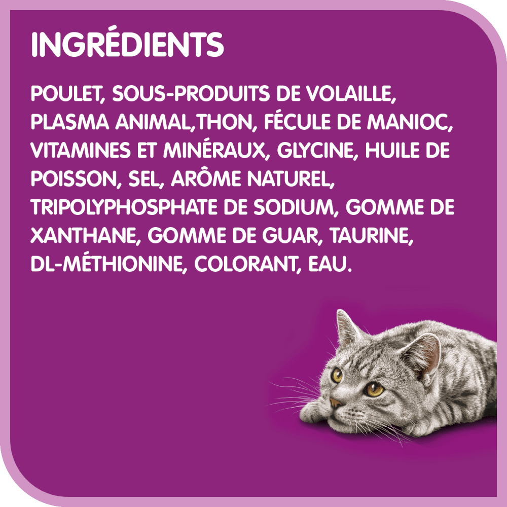 Nourriture humide pour chats adultes WHISKAS PERFECT PORTIONS coupes en sauce – repas avec thon durable ingredients image