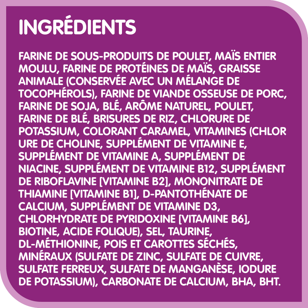 Nourriture sèche pour chats adultes WHISKAS(MD) TENEUR ÉLEVÉE EN PROTÉINES avec poulet véritable ingredients image