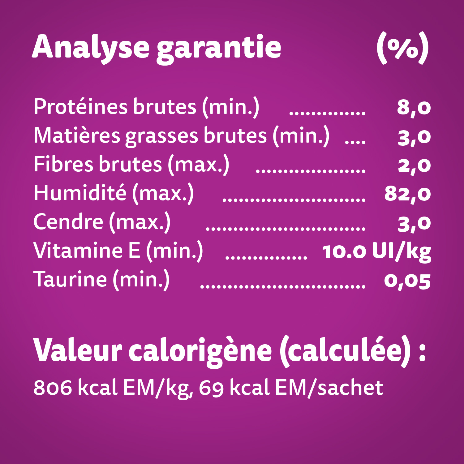 WHISKAS FAVORIS coupes en sauce – saveur de thon guaranteed analysis image
