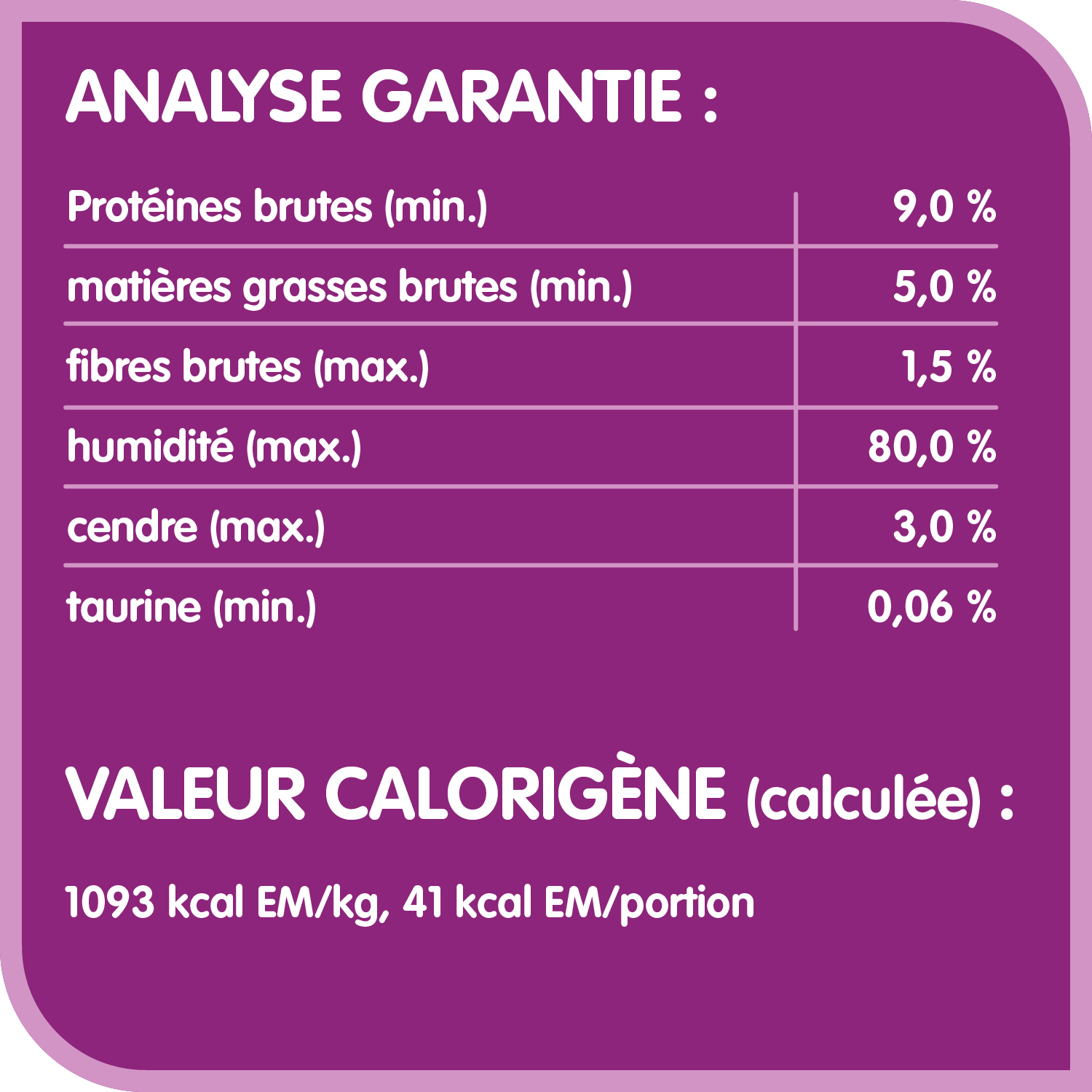 Repas au poulet et au thon WHISKASᴹᴰ PERFECT PORTIONSᴹᴰ pâté guaranteed analysis image